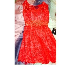 Brand new red lace party dress xs